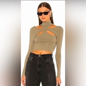 h:ours Allison Cut Out Top - Green - Size S
